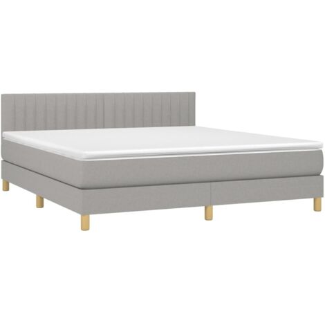 vidaXL Sommier à lattes de lit avec matelas Gris clair 180x200cm Tissu