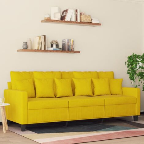 Vidaxl – Canapé 3 places convertible jaune 180 cm en velours – Cadre robuste – Confort optimal avec accoudoirs rembourrés (1/10)