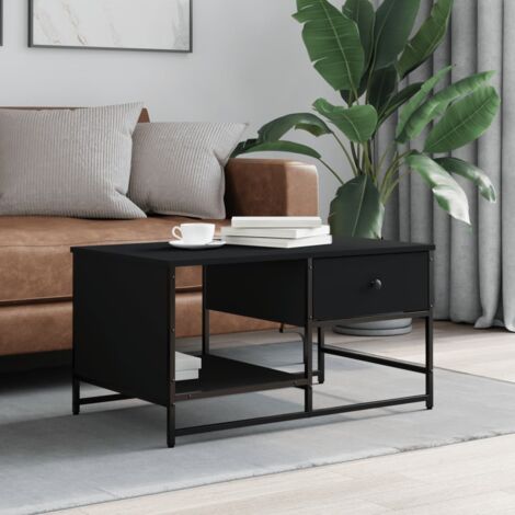 vidaXL Table basse noir 85,5x51x45 cm bois d'ingénierie (1/4)