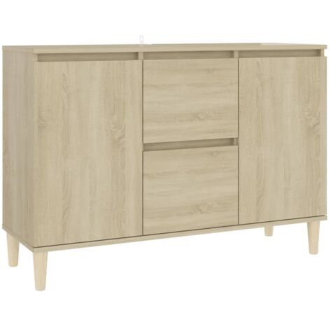 Vidaxl – Buffet chêne sonoma 103,5x35x70 cm – Bois d'ingénierie et eucalyptus – 2 tiroirs et 2 portes – Rangement élégant et durable