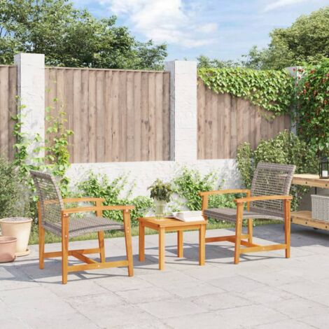 Chaises de jardin lot de 2 gris résine tressée et bois d’acacia vidaXL (1/5)