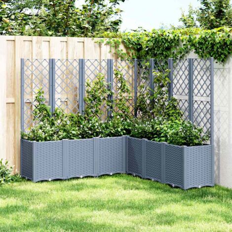 Vidaxl – Jardinière avec treillis bleu gris 160x160x140 cm – Polypropylène durable – Conception modulaire pour plantes grimpantes – Drainage optimal