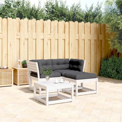 Salon de jardin 3 pcs avec coussins blanc bois massif de pin vidaXL (1/5)
