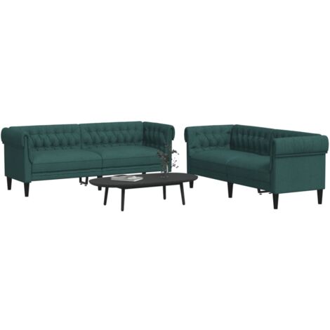 vidaXL Ensemble de canapés 2 pcs vert foncé tissu (1/5)