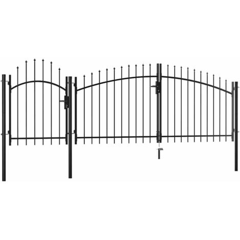 Vidaxl – Portail fer et acier 1.5x4 m noir – Design arqué avec système de verrouillage – Résistant à la rouille et à la corrosion – Installation facile