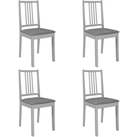 Chaises à manger avec coussins lot de 4 gris bois solide vidaXL