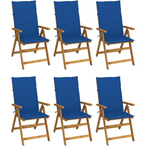 Chaises pliables de jardin lot de 6 avec coussins Bois d'acacia vidaXL