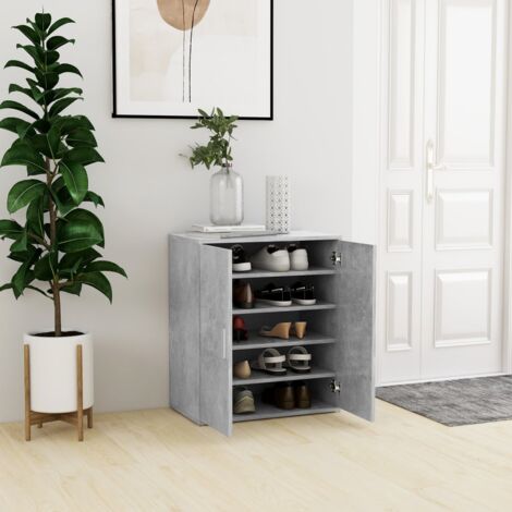 Vidaxl – Armoire à chaussures gris béton 60x35x70 cm – 5 étagères – Montage au sol ou mural – Protection contre la poussière (1/6)
