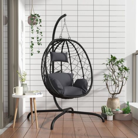 Vidaxl – Balancelle de jardin avec coussin en polyester – Acier enduit de poudre – Dimensions 106 x 103 x 195 cm – Charge maximale 150 kg