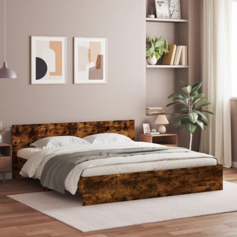vidaXL Cadre de lit sans matelas chêne fumé 180x200 cm (1/6)