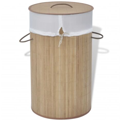 Panier à linge rond Bambou naturel vidaXL87736