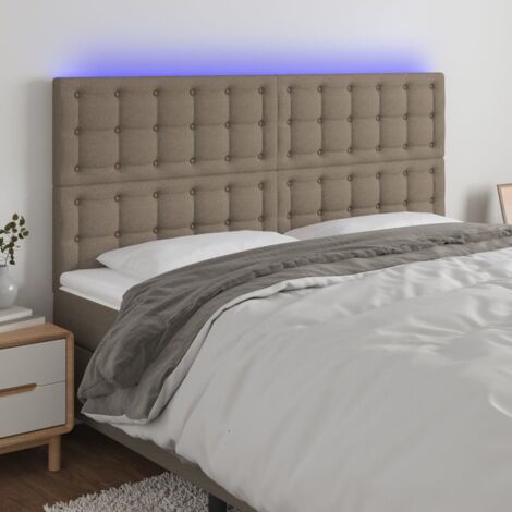 Tête de lit à LED Taupe 200x5x118/128 cm Tissu vidaXL