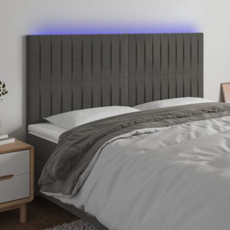 Tête de lit à LED Gris foncé 200x5x118/128 cm Velours vidaXL