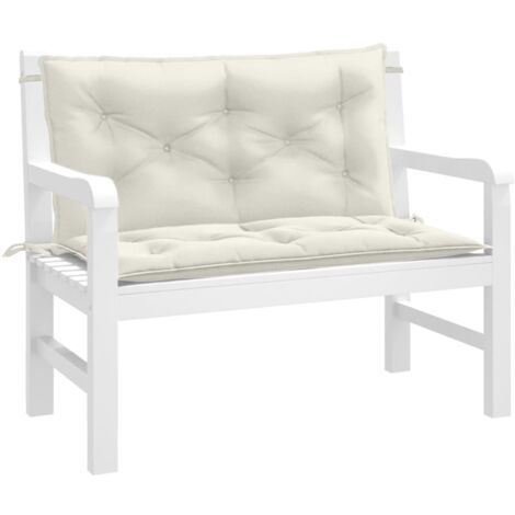 vidaXL Coussins de banc de jardin lot de 2 crème mélangé tissu