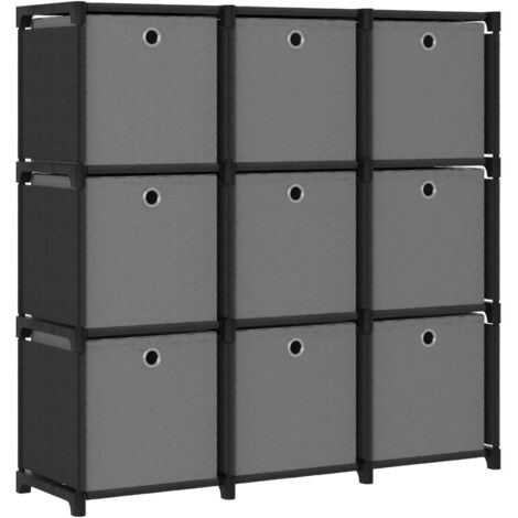 vidaXL Étagère à 9 cubes avec boîtes Noir 103x30x107,5 cm Tissu (1/5)