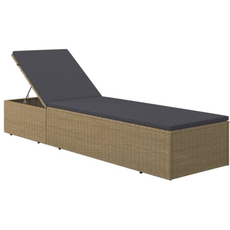 vidaXL Chaise longue Résine tressée Marron et gris foncé