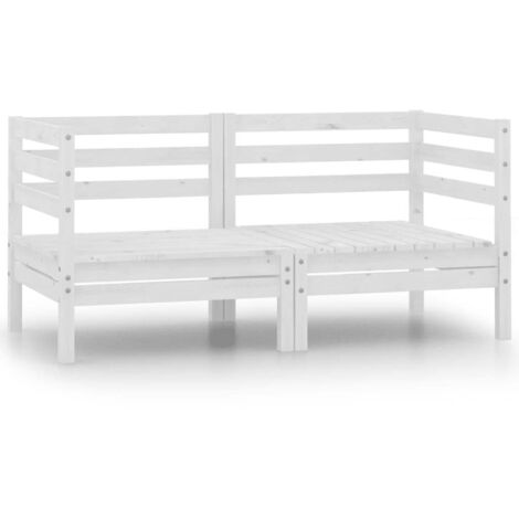 vidaXL Garden Corner Sofas 2 pcs White Solid Wood Pine