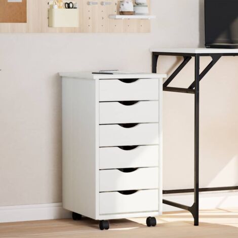 Vidaxl – Armoire roulante avec 6 tiroirs en bois de pin massif – Dimensions 34x39x65,5 cm – Roues flexibles pour déplacement facile – Rangement bureau