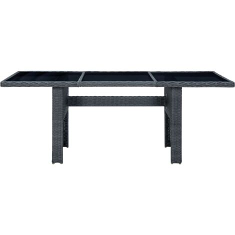 Vidaxl – Table de jardin 200x100cm en résine tressée et verre trempé – Couleur gris foncé – Structure en acier enduit de poudre – Facile à nettoyer