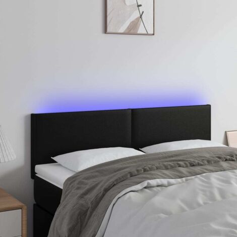 Vidaxl – Tête de lit à LED noire 144x5x78/88 cm – Similicuir durable – Résistante aux taches – Installation facile – Réglable en hauteur