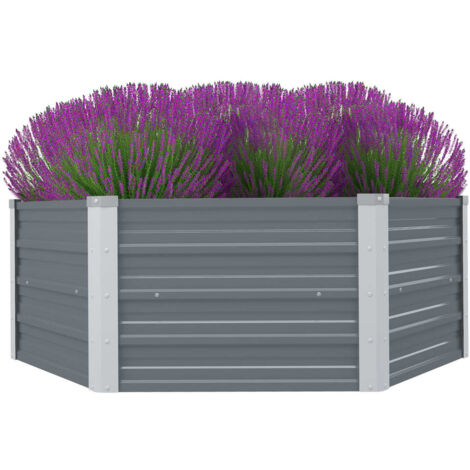 Vidaxl – Jardinière en acier galvanisé gris 129 x 129 x 46 cm – Supports intérieurs pour robustesse – Fond ouvert pour drainage optimal