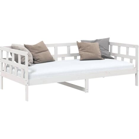 vidaXL Lit de jour sans matelas blanc bois de pin massif 90x190 cm (1/5)