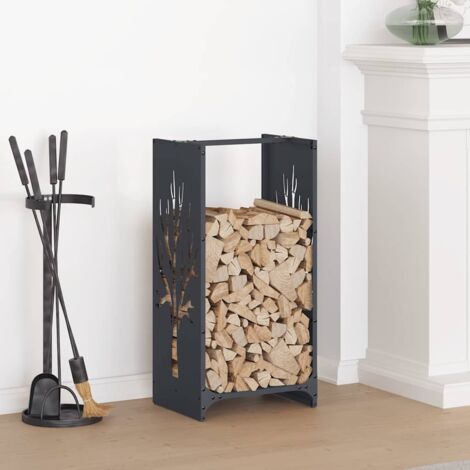 Vidaxl – Porte-bûches anthracite 40x30x80 cm – Acier laminé à froid – Grande capacité pour bois de chauffage – Circulation d'air optimale