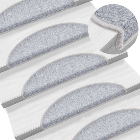 Vidaxl – Tapis d'escalier 15 pcs gris clair 56x17x3 cm – 100% PP capitonné – Antidérapant et insonorisant – Lavable et pliable