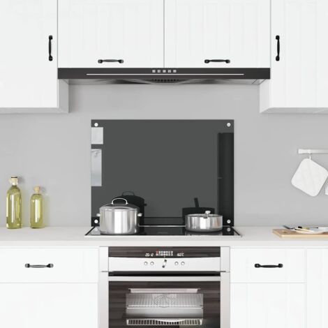Vidaxl – Dosseret de cuisine noir 80x60 cm en verre trempé – Résistant à la chaleur – Protection anti-éclaboussures – Facile à nettoyer