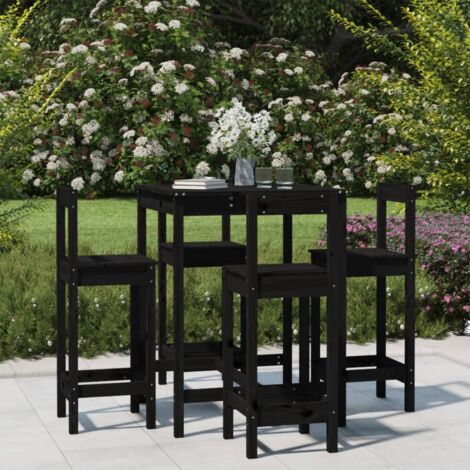 Ensemble de bar de jardin 5 pcs noir bois de pin massif vidaXL