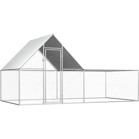 Vidaxl – Poulailler 4 x 2 x 2 m en acier galvanisé – Toit imperméable – Grille métallique pour surveillance – Pour 4 à 6 poules