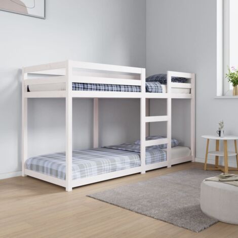 Vidaxl – Lit superposé blanc 75x190 cm en bois de pin massif – Design compact pour espaces réduits – Garde-corps de sécurité inclus