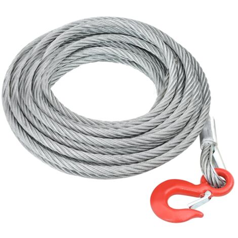 Vidaxl – Câble métallique 20 m 3200 kg – Acier galvanisé – Crochet d'élingue de sécurité inclus – Pour levage et applications industrielles