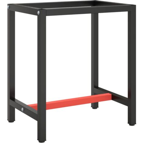 Vidaxl – Cadre de banc de travail métal noir et rouge mat 70x50x79 cm – Pieds enduits de poudre – Barres renforcées pour support solide