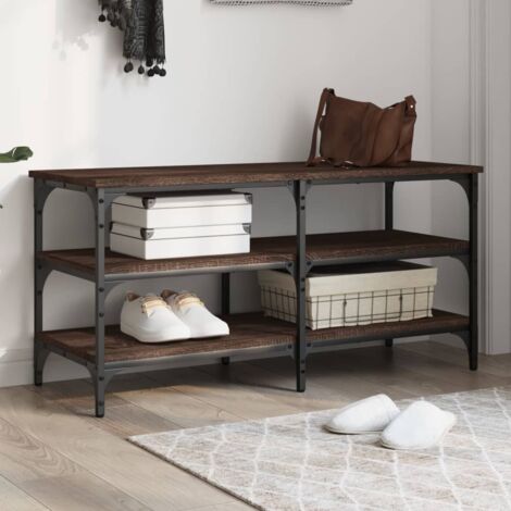 vidaXL Shoe Bench Brown Oak 100x38,5x49 cm Engineered Wood (1/5)