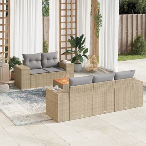 vidaXL Salon de jardin avec coussins 6 pcs beige résine tressée (1/3)