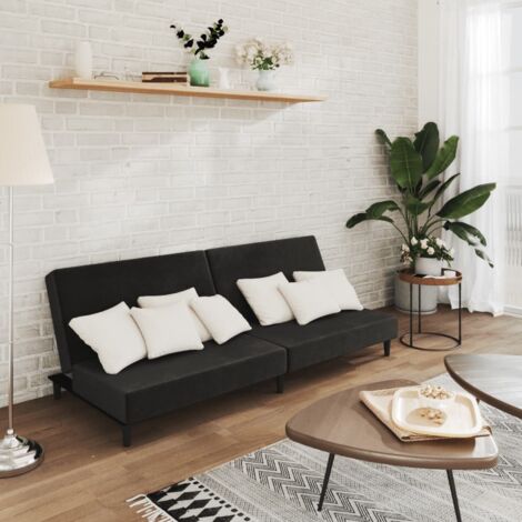 Vidaxl – Canapé convertible 2 places noir velours – Dimensions 200x100cm – Hauteur 69cm – Confort optimal pour invités (1/5)