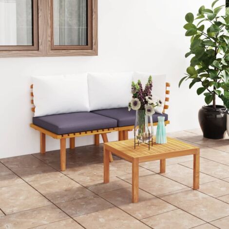 vidaXL Salon de jardin 2 pcs avec coussins Bois d'acacia solide