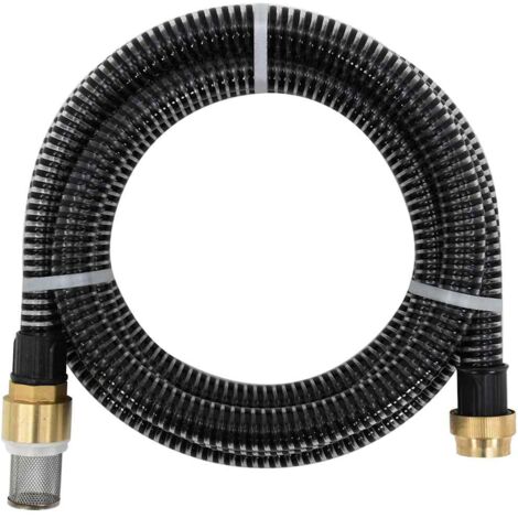 Vidaxl – Tuyau d'aspiration 5 m – PVC noir avec raccords laiton – Diamètre 1,1' – Pression max 6 bar – Clapet de pied inclus