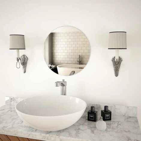 Vidaxl – Miroir mural rond 40 cm en verre – Installation facile – Pour chambre, salle de bain, salon, couloir – Effet agrandissant