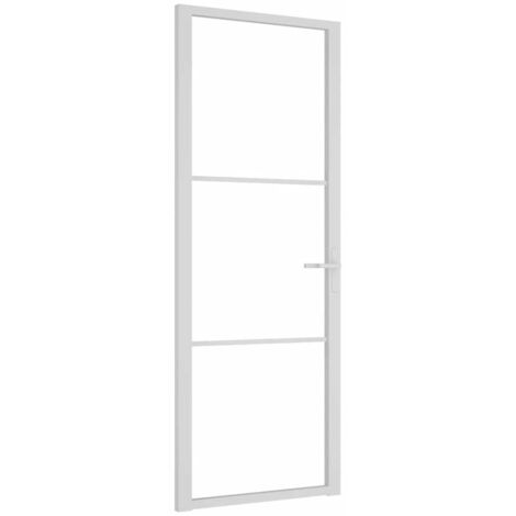 vidaXL Porte intérieure 76x201,5 cm Blanc Verre ESG et aluminium