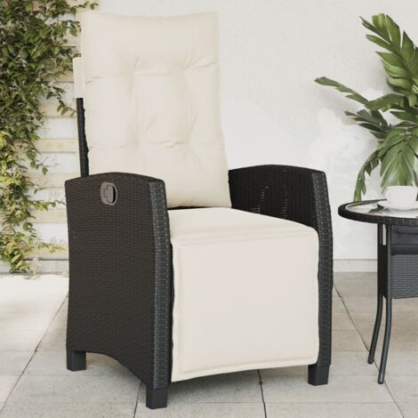 Chaise inclinable de jardin et repose-pied noir résine tressée vidaXL