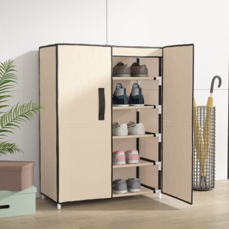 Vidaxl – Armoire à chaussures crème 60x28x90 cm – 5 niveaux – Tissu non tissé et acier – Design léger et stable pour rangement optimal
