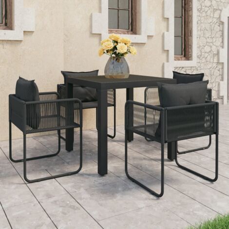 Ensemble à manger de jardin 5 pcs PVC résine tressée noir vidaXL