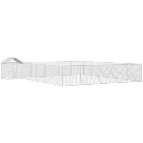 vidaXL Chenil d'extérieur pour chiens avec toit argenté 12x12x2,5 m