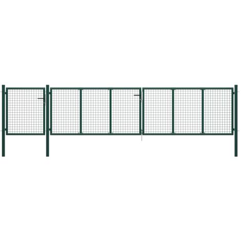 Vidaxl – Portail grillagé en acier 500 x 100 cm – Résistant à la rouille – Soudé avec fils de mailles épaisses – Avec serrure et 3 clés