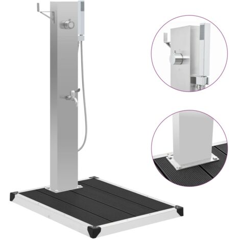 Vidaxl – Douche extérieure avec receveur WPC en acier inoxydable – Robinet et pomme de douche à main – Installation facile avec accessoires inclus (1/5)