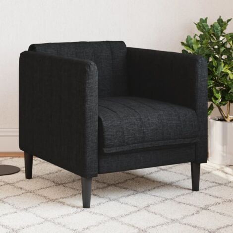 Vidaxl – Fauteuil noir tissu – Confort optimal avec accoudoirs rembourrés – Pieds robustes pour stabilité – Design moderne pour salon (1/5)