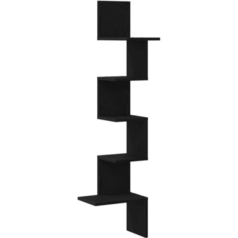 vidaXL Étagère d'angle murale noir 32x32x127,5 cm bois d'ingénierie