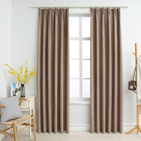 Vidaxl – Rideaux occultants taupe 140x245 cm – 100% polyester avec crochets métalliques – Lot de 2 pour salon et chambre